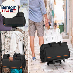 Rolling DJ Cable File Bag with Hard Padded Bottom,Detachable Dividers and Dolly,