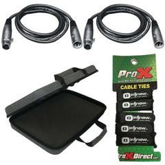 Lighting Accessories Package 25′ DMX Cables (2 Pack) + Ties + Case