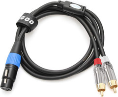 JOLGOO Unbalanced XLR Female to Dual RCA Y Splitter Breakout Cable, 1 XLR Female