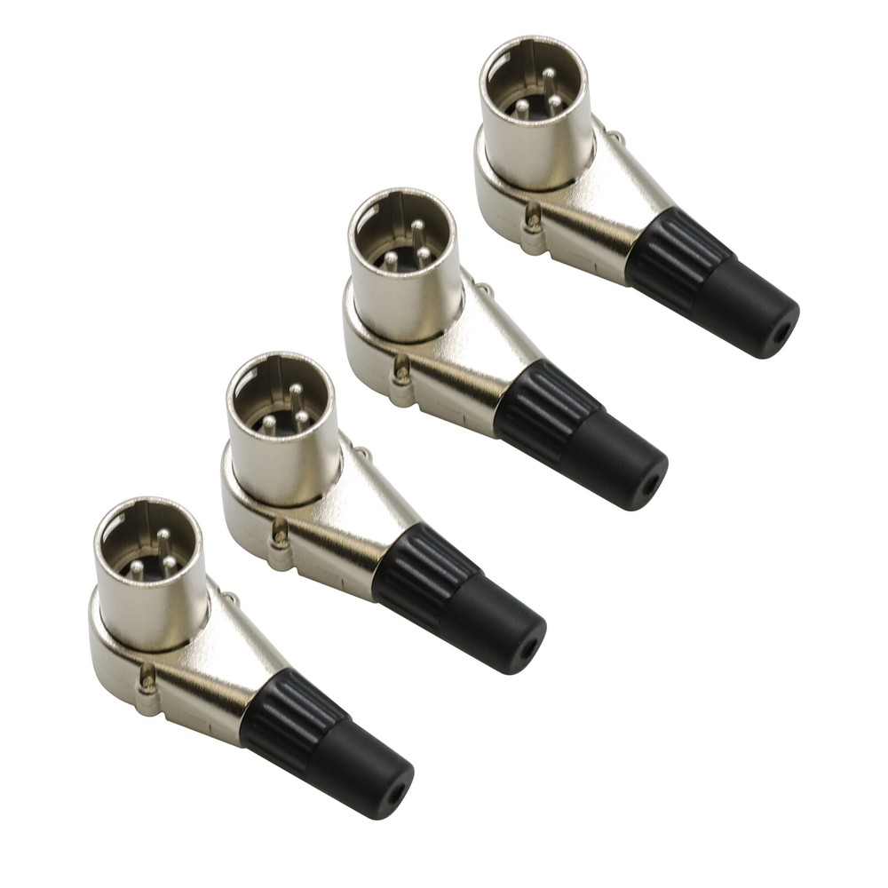 4PCS Adjustable 3 Pin XLR Male Right Angle Connector 7 Angle Positions
