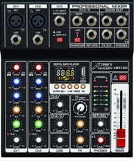 Audio2000’S AMX7351 Five-Channel Audio Mixer with USB 5V Power Supply, USB/PC-MR