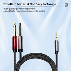 3.5 ST-2×6.35 Nylon Braid Aux Cable Sheild Wire Low Noise for muscial instrument