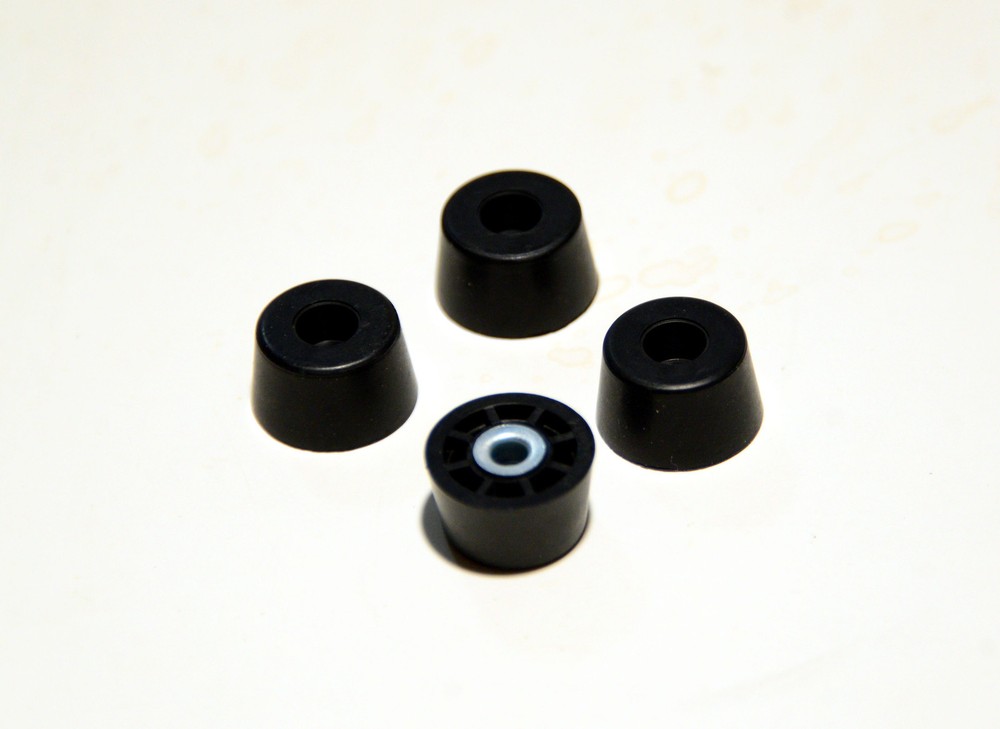 4 SMALL EXTRA TALL ROUND RUBBER FEET .437 H X .750 D RADIO MADE IN USA- FREE S&H