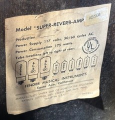 1968 Fender Super Reverb 1st year Silver Face same as pre-CBS w/fact. drip rail.