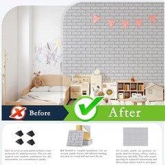 12Pack Acoustic Wall Panels, 12″×12″×0.4″ Self-Adhesive 3D 12 Pack Brick Grey