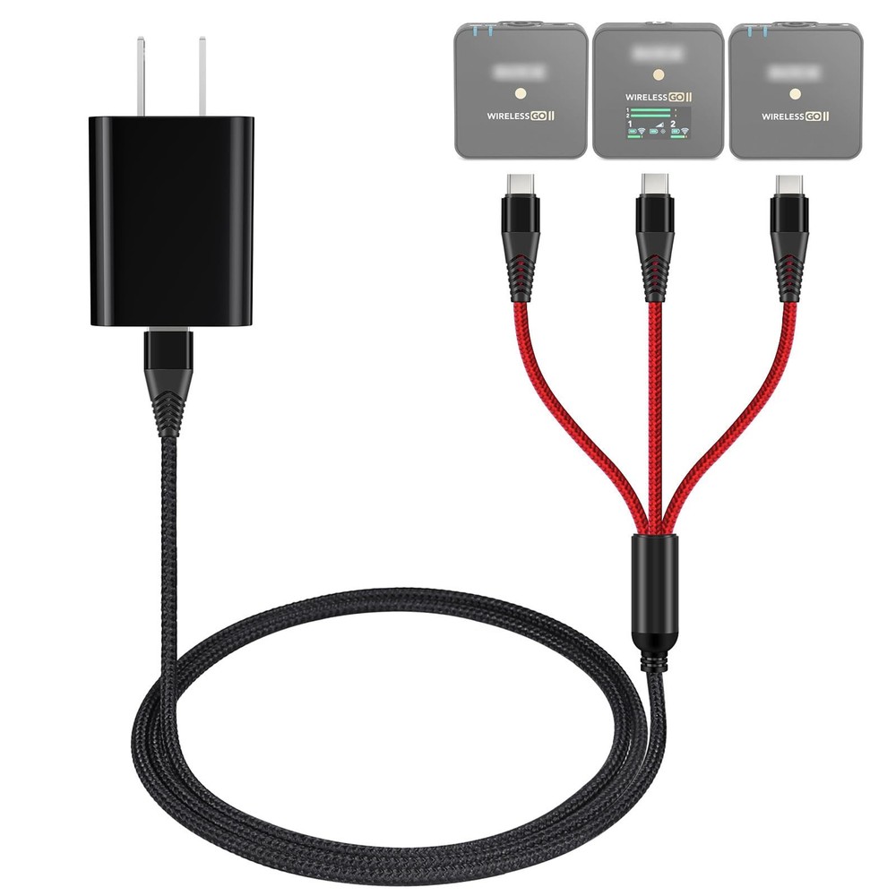 3-in-1 USB C Charging Cable with 18W Adapter For Rode Wireless Go 2 Fast Charge