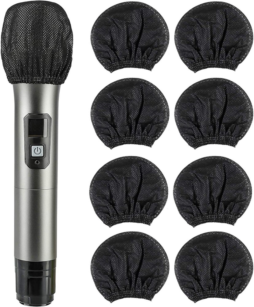 200 Pcs Disposable Microphone Cover Non-Woven Handheld Microphone Windscreen bla