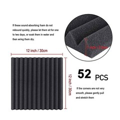 52Pack 12″X12″X1″ Black Blue Acoustic Foam Panel Studio Soundabsorb Wall Tiles