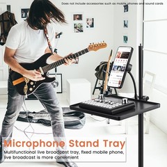 Phone holder Microphone Stand Tray, Clamp-On Rack Tray,Cell Phone Stand for M…