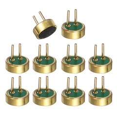 Cylindrical Electret Condenser Mic Inserts with Pins 40dB Pack of 10 Gold