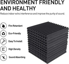52 Pack Black/Purple Acoustic Wedge Studio Soundproof Foam Wall Tiles 12x12x1