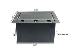 Recessed hinged lid in floor pocket stage box XLR MALE FEMALE AC CAT 5 ETHERNET
