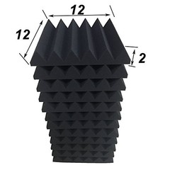 12 Pack Acoustic Wedge Studio Foam Sound Absorption Wall Panels 2″ x 12″ x 12″