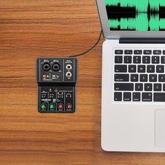 2-Channel USB Audio Mixer with Phantom Power and Real-Time Monitoring