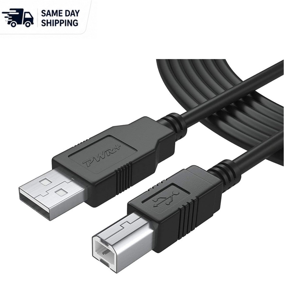 Extra Long 12FT USB 2.0 Type-A to Type-B Cable for Audio Interfaces & Pianos