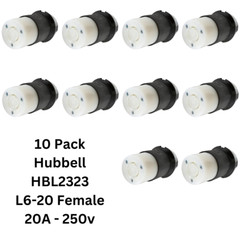 LOT 10x Hubbell HBL2323 AC Female Edison NEMA L6-20R Receptacle 20A 250V Connect