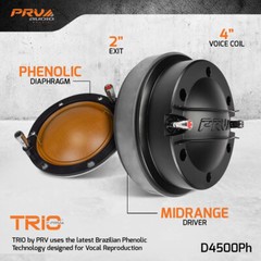 1x PRV Audio D4500Ph Phenolic Compression Driver 500 Watts 4″ Voice Coil 8 Ohm