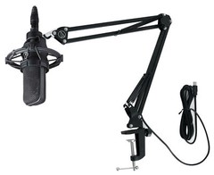 Audio Technica AT4033A Condenser Recording Microphone+Shockmount+Case+Boom Arm