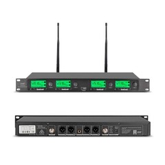 Wireless Microphone System Pro UHF 4 Channel 4 Lavalier Bodypacks 4 Lapel Mic…
