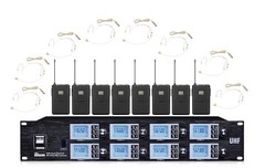 Eight-Channel UHF Headset Wireless Microphone System Pro Audio Sound Equipment