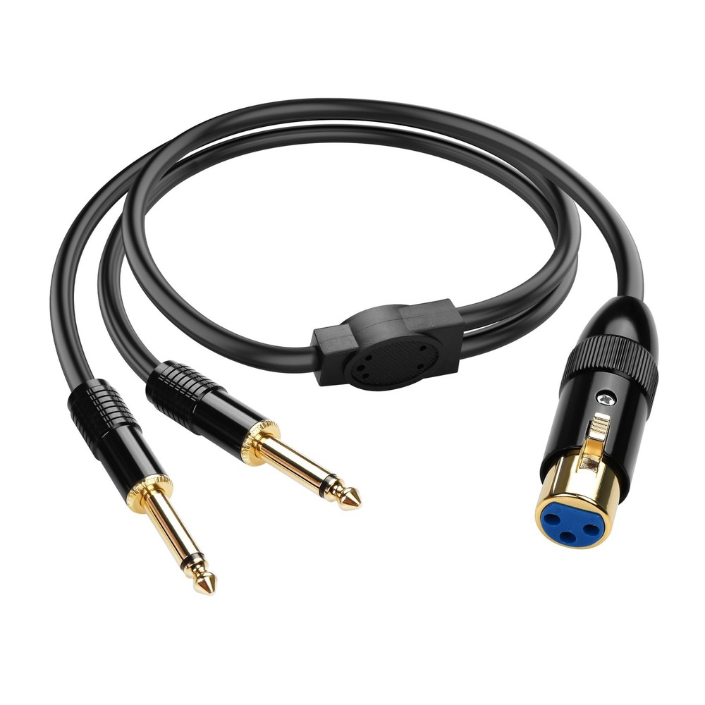 XLR to Dual 1/4 TS Microphone Y Splitter Cable,3-Pin XLR Female to Dual 6.35m…