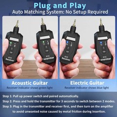 For Guitar Wireless Transmitter & Receiver Set 2.4GHz 24Bit 48KHz No Latency