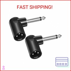 Right Angle Adapter Male to TS 1/4″, 2 Pack Adjustable XLR 90 Degree Adapter Plu