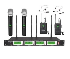 GTD Audio 4x800Ch Diversity Wireless Handheld Lavaliere Headset Microphone 787HL