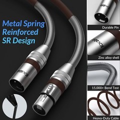 Premium 6ft XLR Mic Cable Heavy Duty 22AWG OFC Shielded 3-Pin Zinc Alloy Conn…