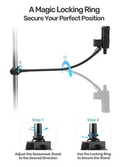 19-inch Gooseneck Microphone Stand with 2 Holders, Clamp, Screw Adapters