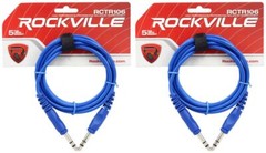 2 Rockville RCTR106BL Blue 6′ 1/4“ TRS to 1/4“ TRS Cable 100% Copper