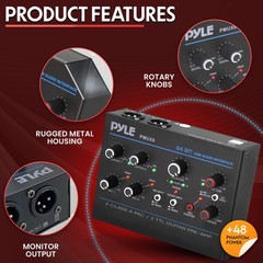 Pyle Professional USB Audio Interface with MIC, Guitar, AUX Stadard, Standard
