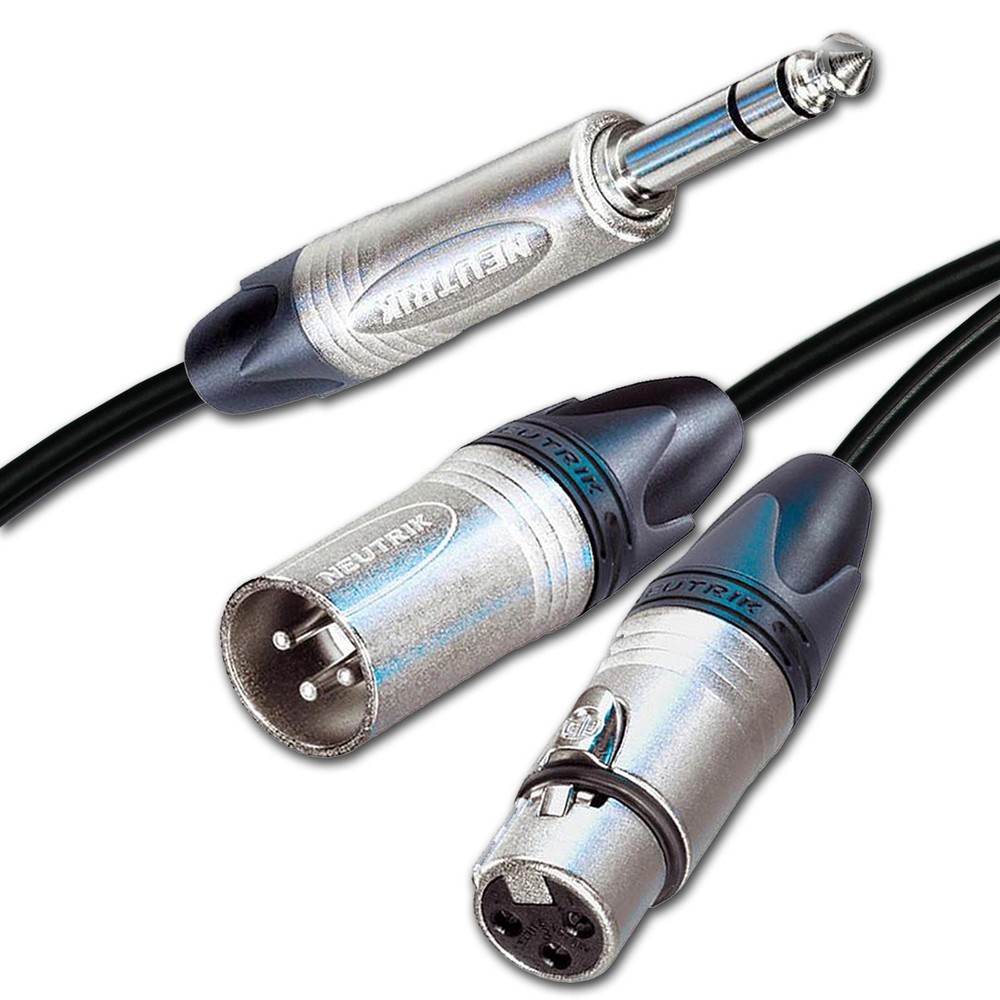 XLR Insert Cable, RING Send. Neutrik TRS Jack Lead. Male send Female Return. 1m
