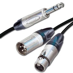 XLR Insert Cable, RING Send. Neutrik TRS Jack Lead. Male send Female Return. 1m