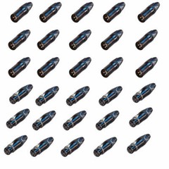 30 Neutrik 3 pin XLR DMX Cable Connectors Black – 15 Male & 15 Female XX-BAG