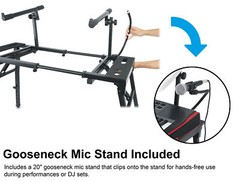 Rockville PKS44 2-Tier Keyboard/DJ Stand+Table Attachment+Gooseneck Mic Stand