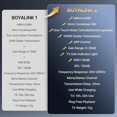 BOYA BOYALINK All-in-One Wireless Microphone Set for iPhone, Android And More