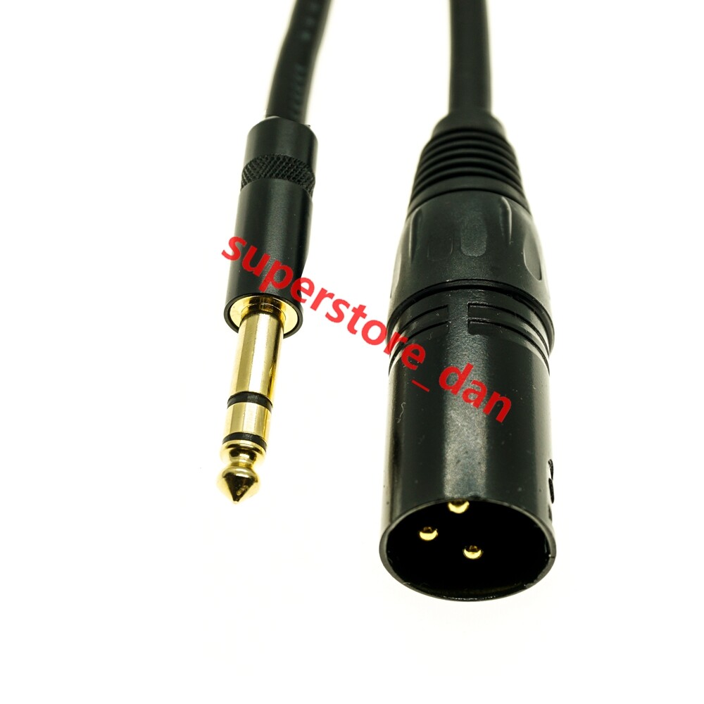 XLR 3-Pin male to 1/4″ 6.35MM Stereo Plug Microphone Mic Cable Cord TRS golden