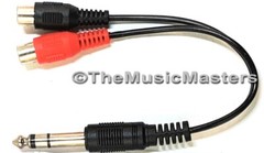 6 inch 1/4″ Male Stereo Plug to Dual RCA Jacks (F) Premium Audio Cable Wire Cord