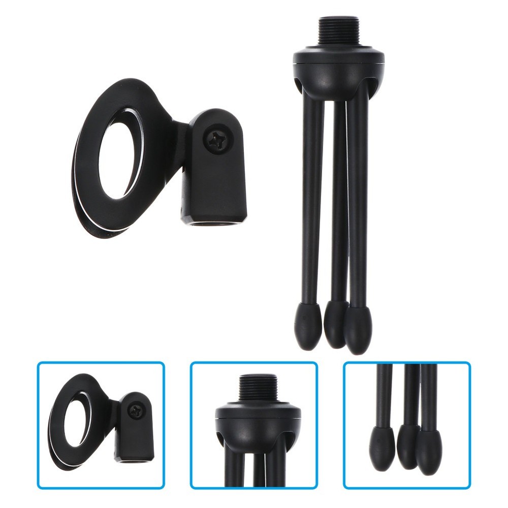 1 Set 2Pcs Microphone Tripods Practical Mic Table Stands (Black)