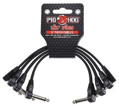 Pig Hog PHLSK6BK Lil‘ Pigs Low Profile Right-Angle 1/4″ Black Instrument Patc…