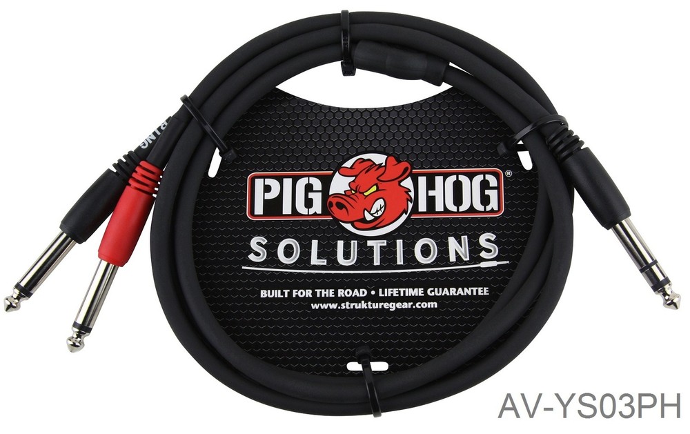 3ft 1/4″ TRS Male to Dual Mono TS Male (TIP/RING) Insert Cable, AV-YS03PH
