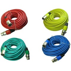 4PACK 100 ft foot mixed color 3pin XLR male to female mic cord microphone cables