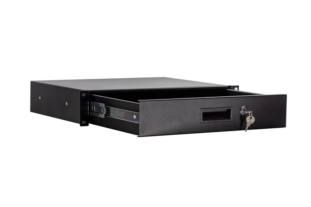 Elite Core 2u Space Deep ATA Rack Case Drawer with Lock & Keys -Black