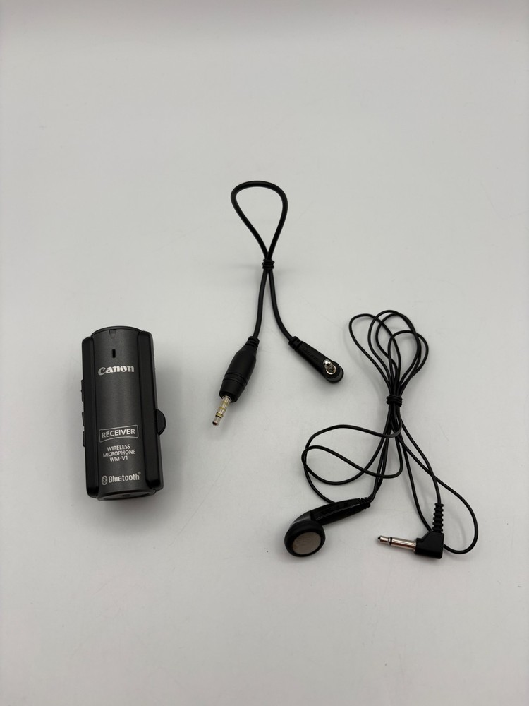 Canon WM-V1 Bluetooth Microphone System w/ Earphone Cords Bundle