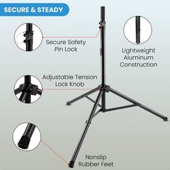 Lectronify Adjustable Aluminum Speaker Stand Pair Tripod w/ Carry Bag 120 lb