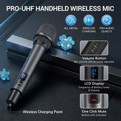 TONOR Bluetooth Wireless Microphones, 12.4“L x 7.1“W x 6.9“H, Gray