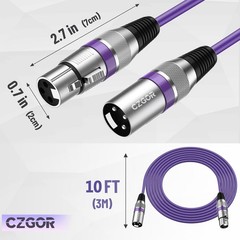6 Pack 10 ft XLR Microphone Cables Multi-Color 3-Pin Male to Female Cords