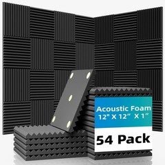 54 Pack Sound Proof Foam Panels |12″×12″×1″ Quick-Recovery Soundproof Wall Pa…