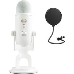 NEW Blue Yeti USB Microphone for Streaming Gaming on PC & Mac White + Pop Filter
